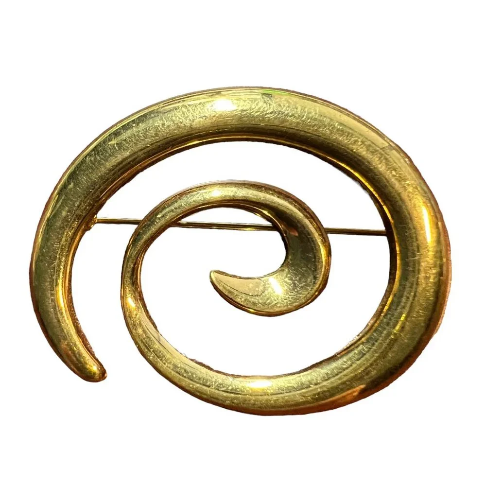 Napier Brooch Swirl‎ Circle Goldtone Vintage Swirl Pin